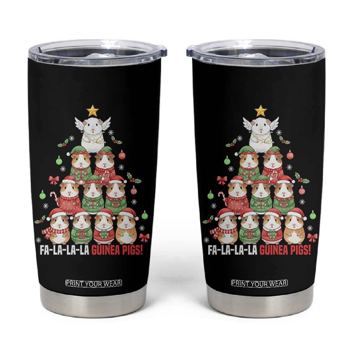 Fa La La La Guinea Pigs Tumbler Cup Funny Christmas Cavy Lover Gift TS12 Black Print Your Wear