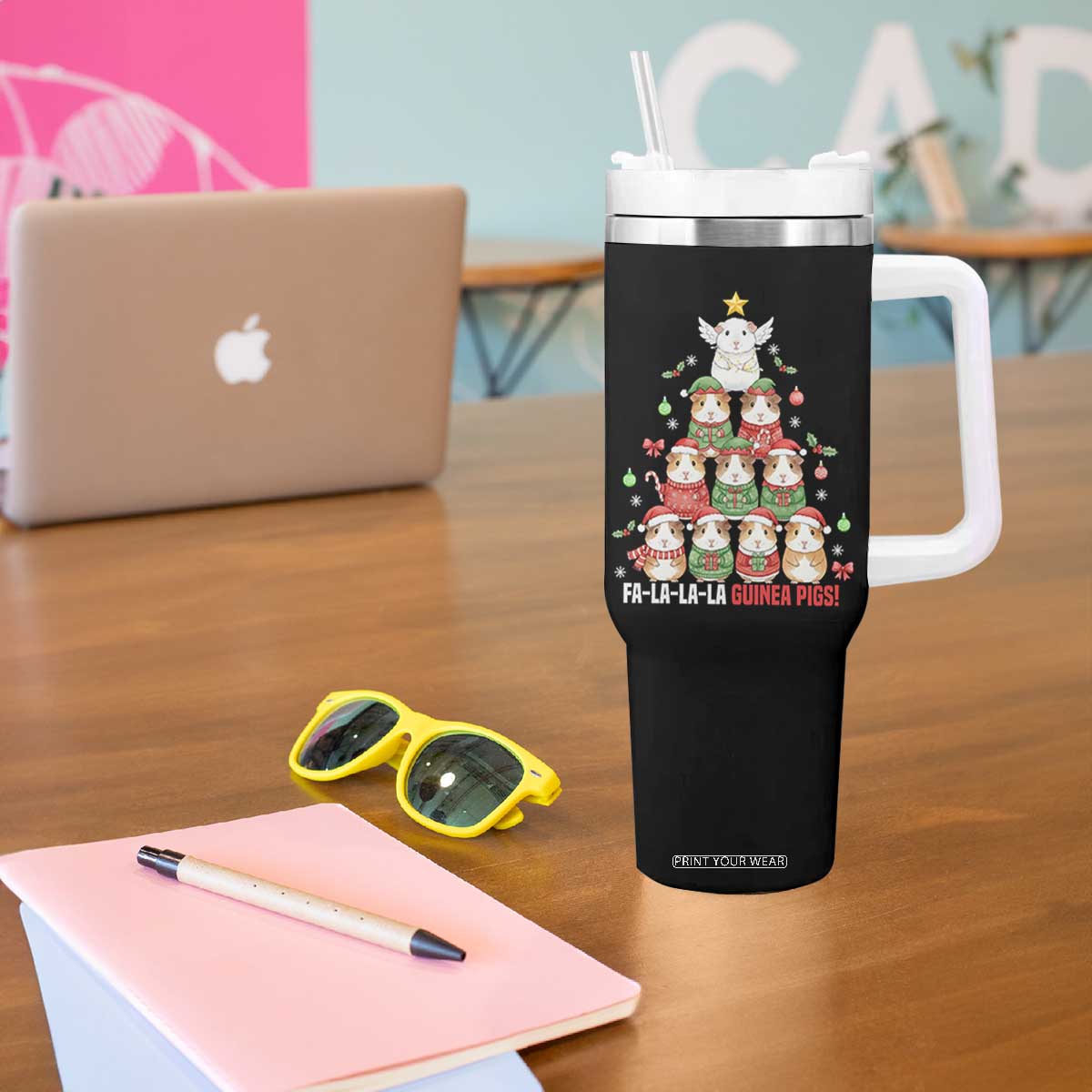 Fa La La La Guinea Pigs Tumbler With Handle Funny Christmas Cavy Lover Gift TS12 Print Your Wear