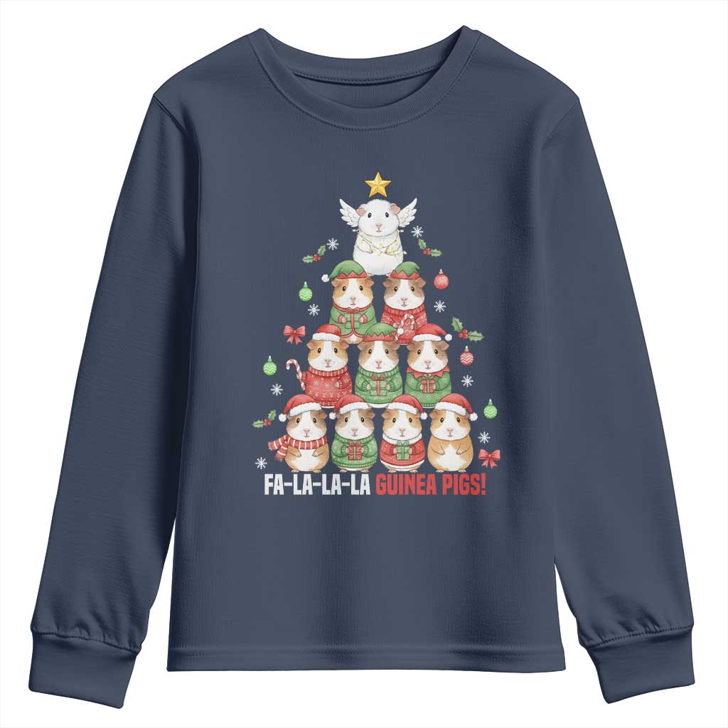 Fa La La La Guinea Pigs Youth Sweatshirt Funny Christmas Cavy Lover Gift TS12 Navy Print Your Wear