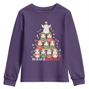 Fa La La La Guinea Pigs Youth Sweatshirt Funny Christmas Cavy Lover Gift TS12 Purple Print Your Wear