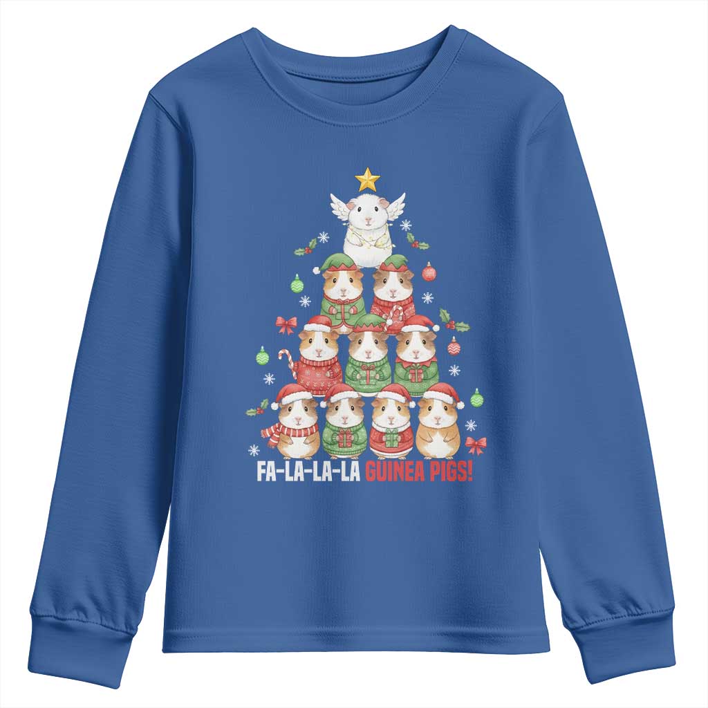 Fa La La La Guinea Pigs Youth Sweatshirt Funny Christmas Cavy Lover Gift TS12 Royal Blue Print Your Wear
