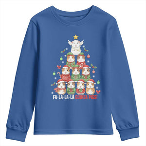 Fa La La La Guinea Pigs Youth Sweatshirt Funny Christmas Cavy Lover Gift TS12 Royal Blue Print Your Wear