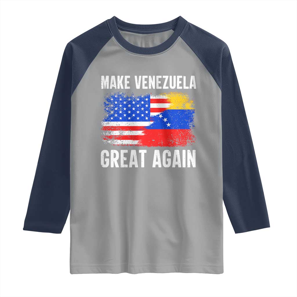 Make Venezuela Great Again Raglan Shirt Political Gift TS12 Sport Gray Navy Print Your Wear