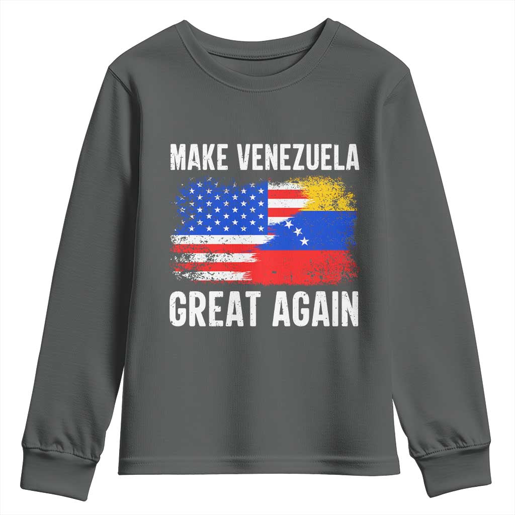 Make Venezuela Great Again Youth Sweatshirt Political Gift TS12 Dark Heather Print Your Wear