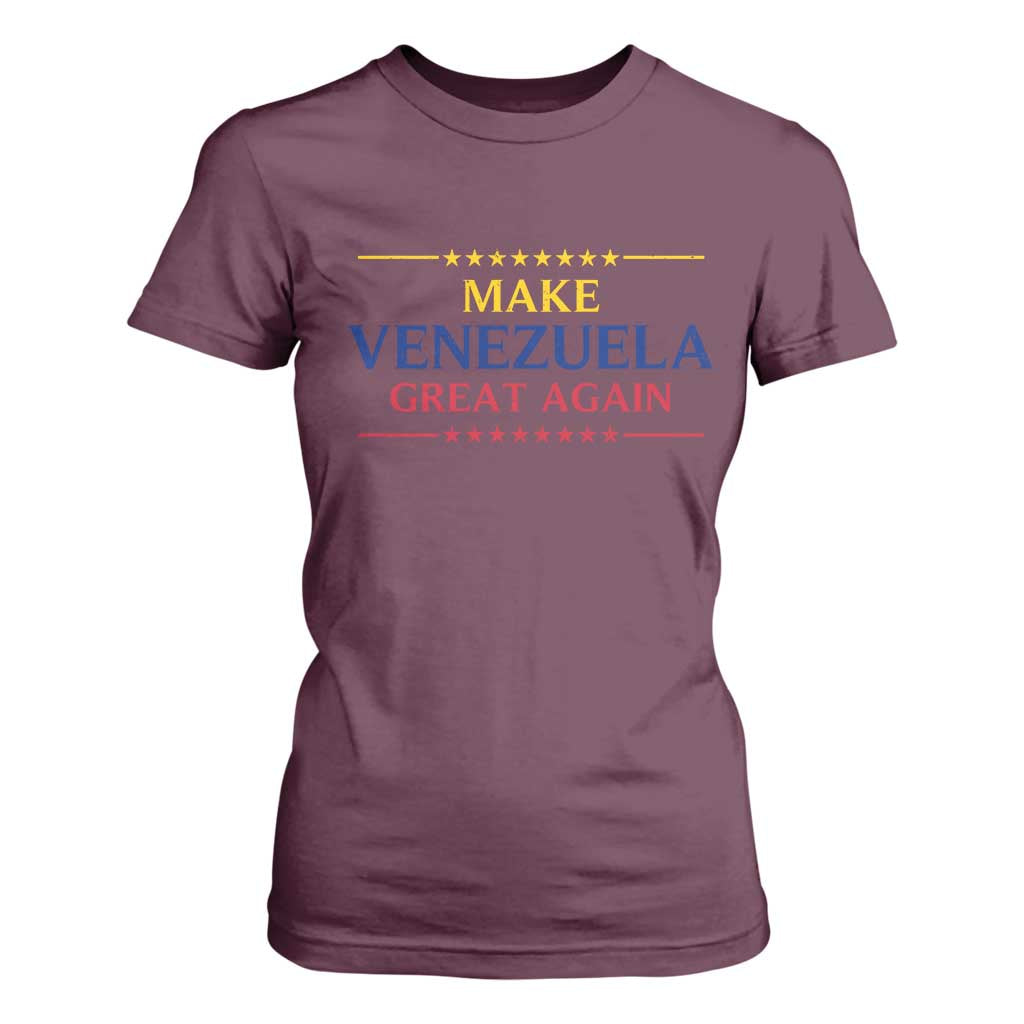 Venezuela Libre T Shirt For Women Make Venezuela Great Again TS12 Maroon Print Your Wear