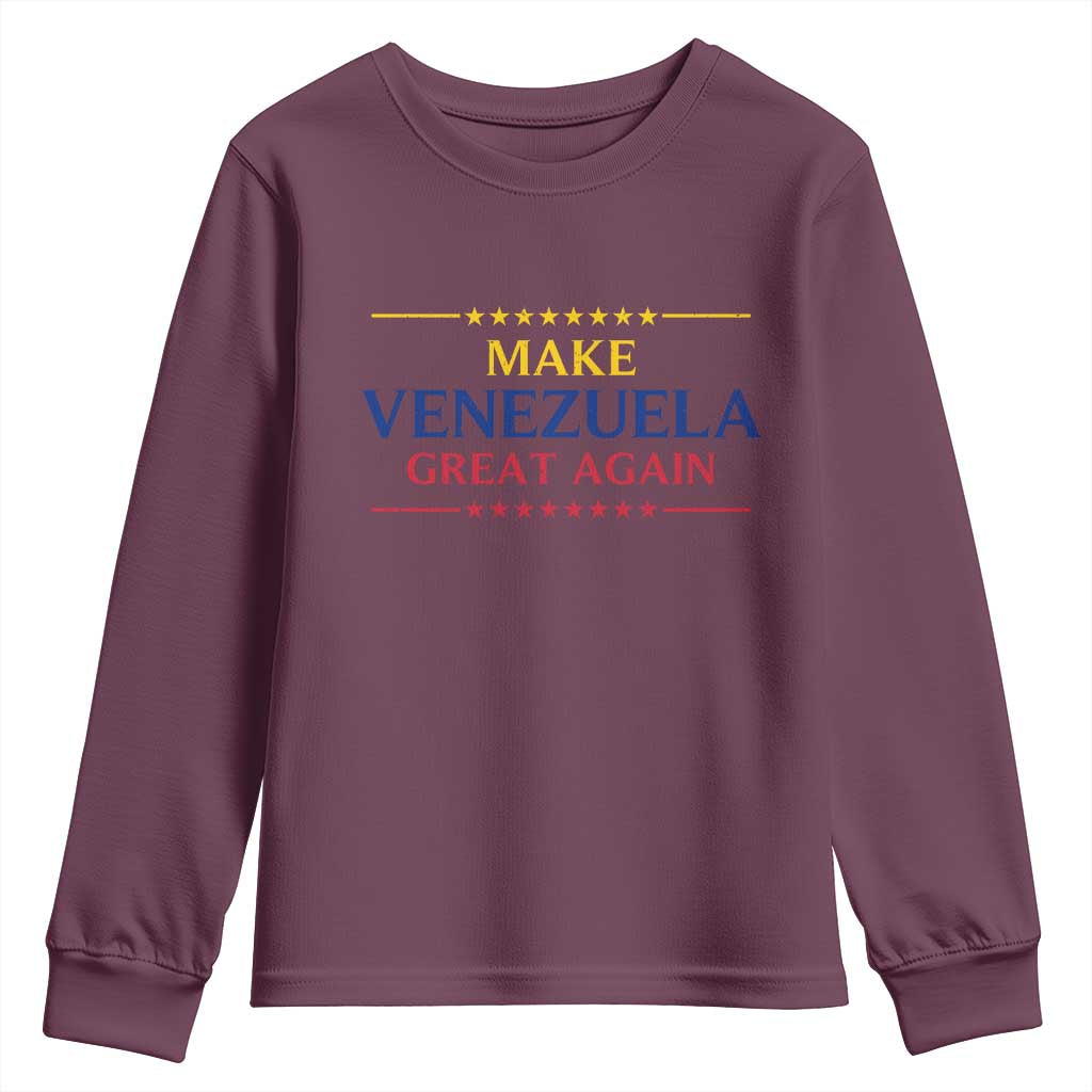 Venezuela Libre Youth Sweatshirt Make Venezuela Great Again TS12 Maroon Print Your Wear