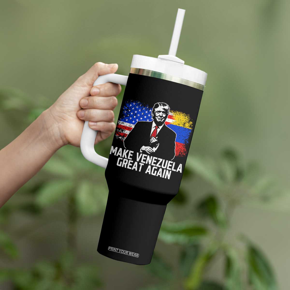 Venezuela Libre Tumbler With Handle Funny Trump Make Venezuela Great Again TS12 Print Your Wear