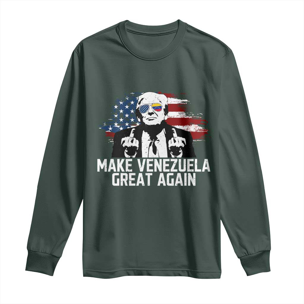 MVGA Make Venezuela Great Again Long Sleeve Shirt Funny Political Gift TS12 Dark Forest Green Print Your Wear