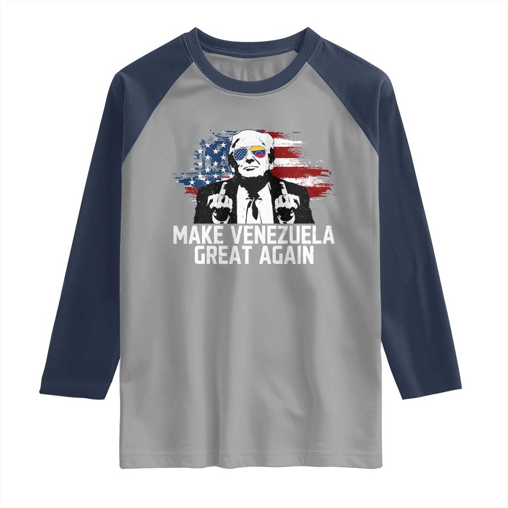 MVGA Make Venezuela Great Again Raglan Shirt Funny Political Gift TS12 Sport Gray Navy Print Your Wear