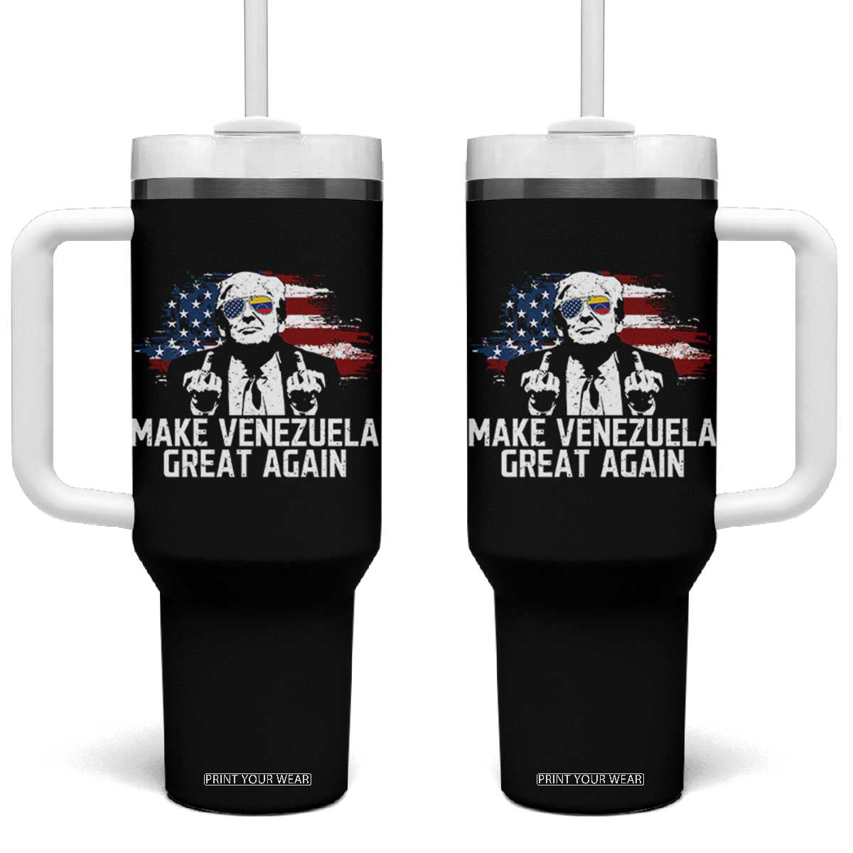 MVGA Make Venezuela Great Again Tumbler With Handle Funny Political Gift TS12 One Size: 40 oz Black Print Your Wear