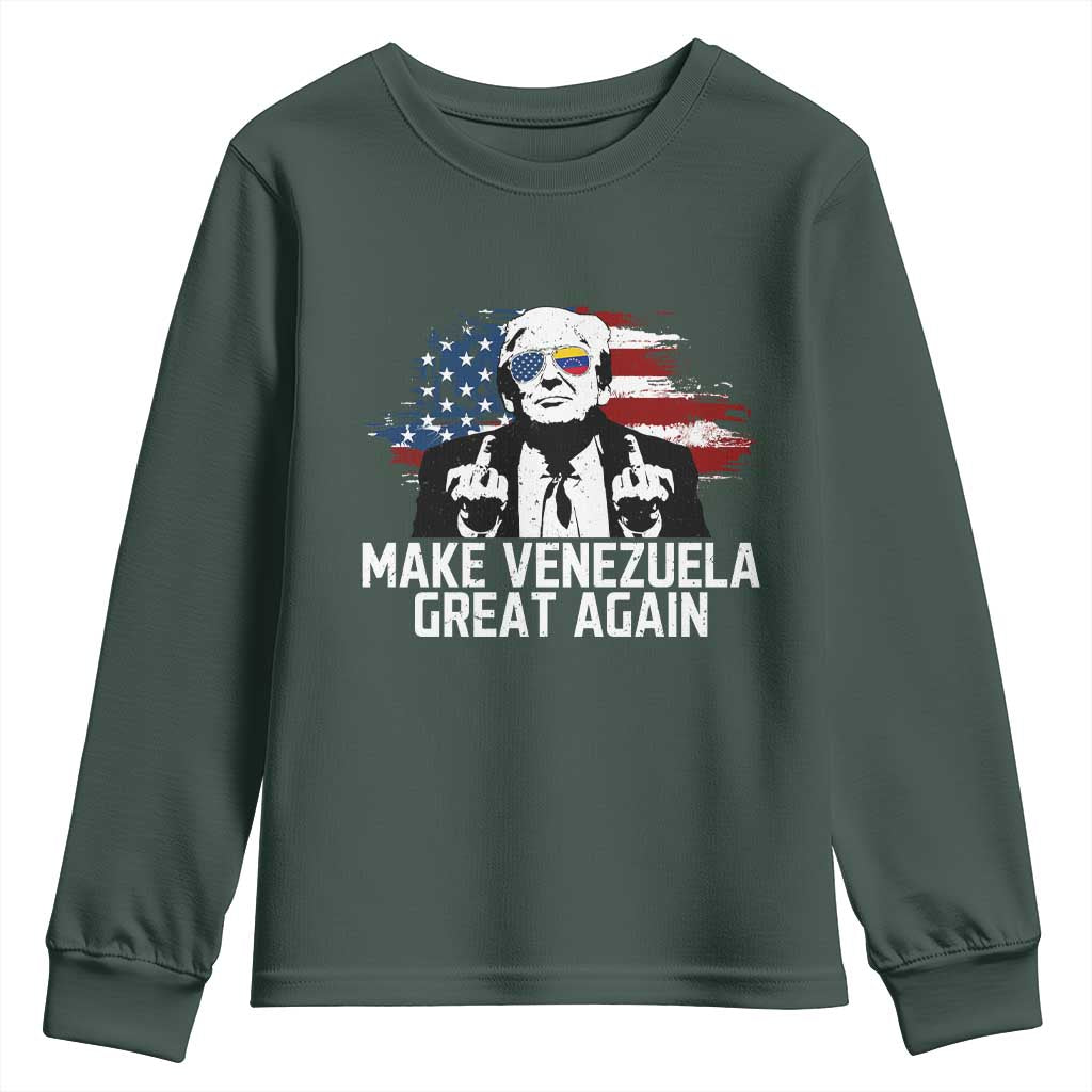 MVGA Make Venezuela Great Again Youth Sweatshirt Funny Political Gift TS12 Dark Forest Green Print Your Wear