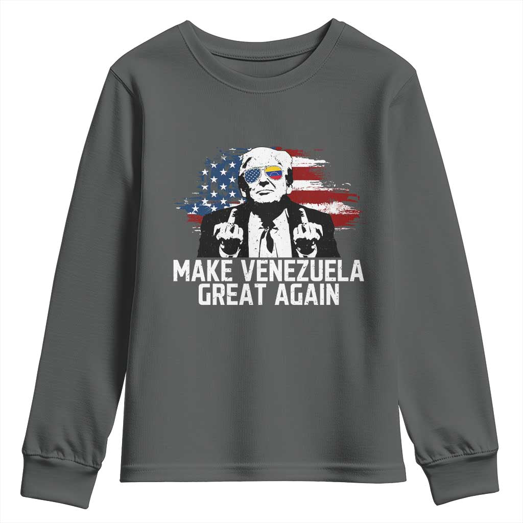 MVGA Make Venezuela Great Again Youth Sweatshirt Funny Political Gift TS12 Dark Heather Print Your Wear