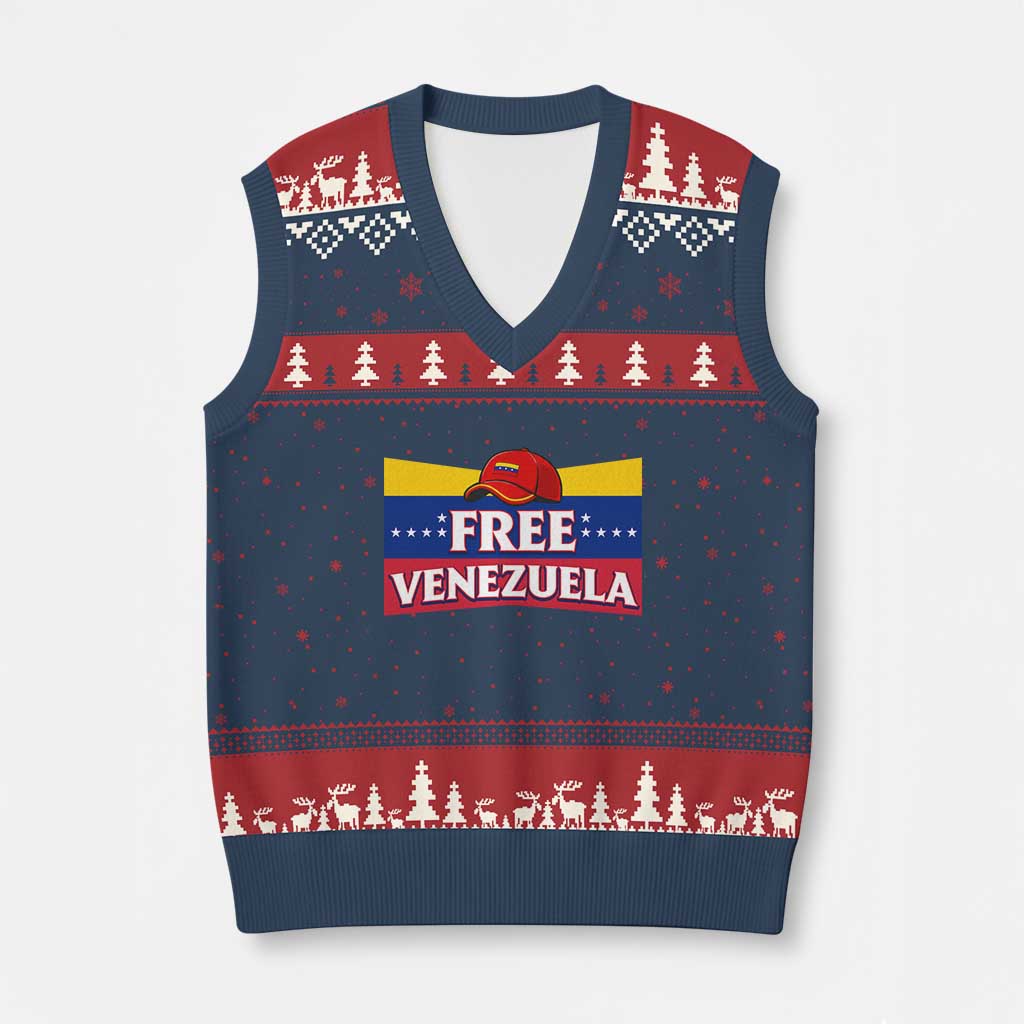 Free Venezuela Flag Patriotic V-Neck Knit Sweater Vest Venezuela Pride TS12 Navy Red Print Your Wear