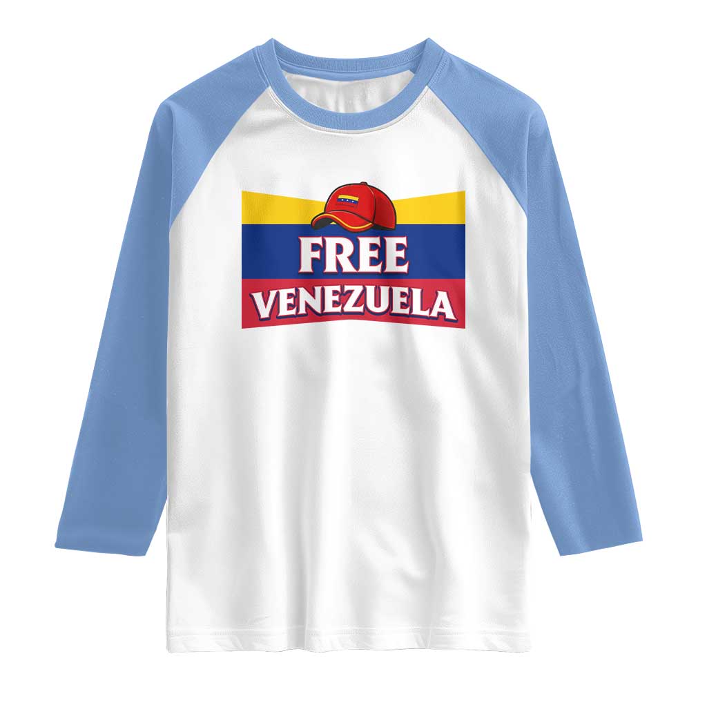 Free Venezuela Flag Patriotic Raglan Shirt Venezuela Pride TS12 White Carolina Blue Print Your Wear