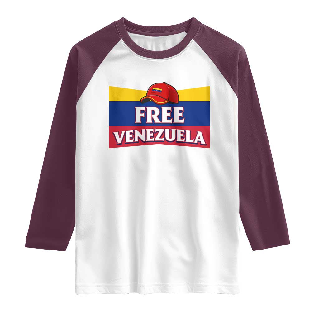 Free Venezuela Flag Patriotic Raglan Shirt Venezuela Pride TS12 White Maroon Print Your Wear