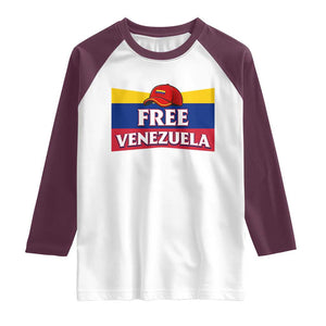 Free Venezuela Flag Patriotic Raglan Shirt Venezuela Pride TS12 White Maroon Print Your Wear