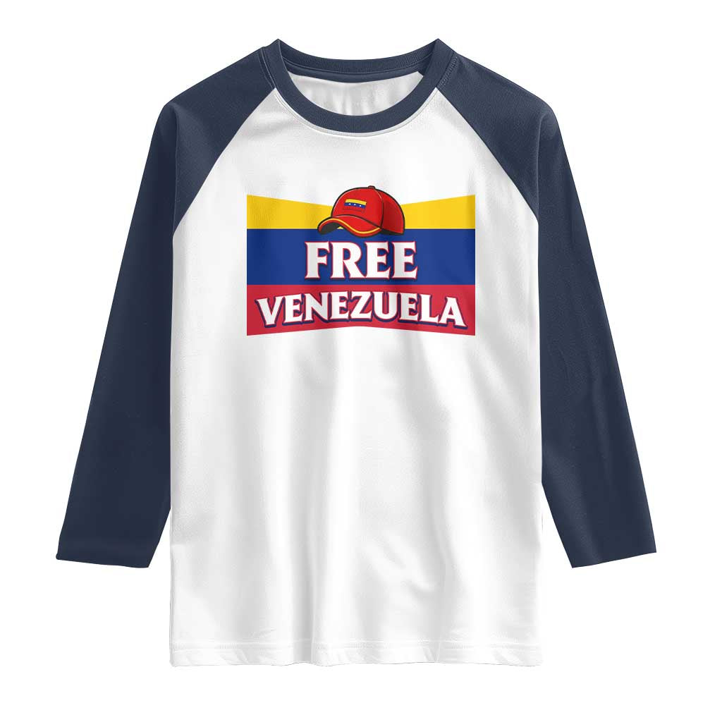 Free Venezuela Flag Patriotic Raglan Shirt Venezuela Pride TS12 White Navy Print Your Wear