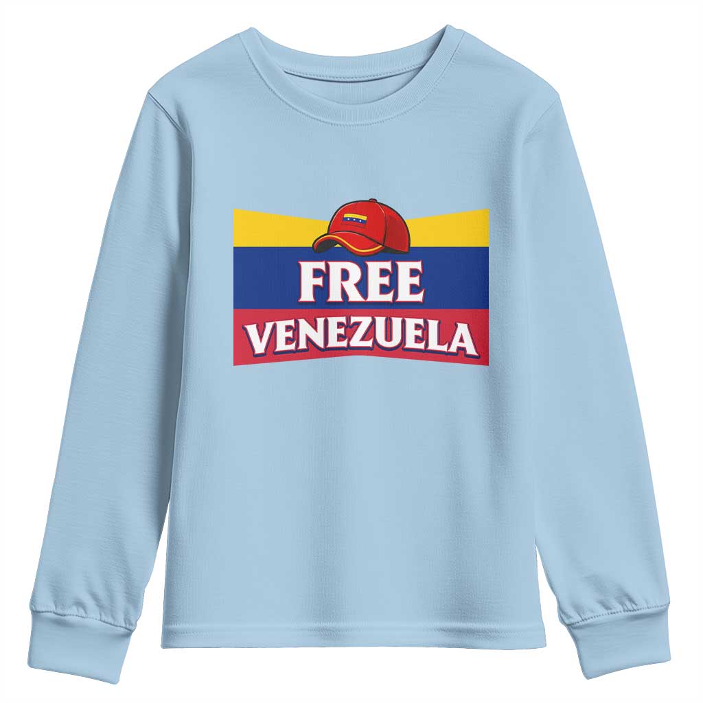 Free Venezuela Flag Patriotic Youth Sweatshirt Venezuela Pride TS12 Light Blue Print Your Wear