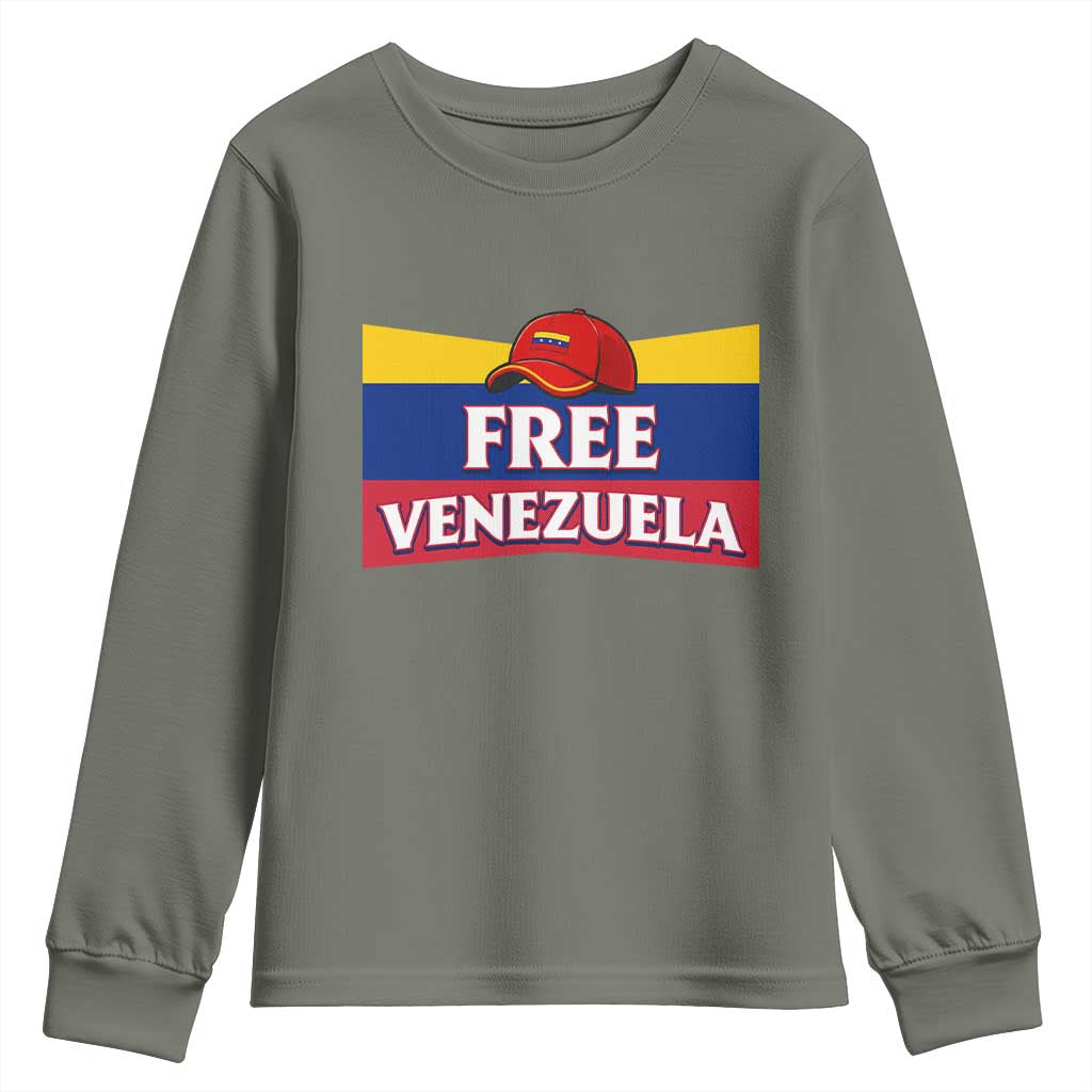 Free Venezuela Flag Patriotic Youth Sweatshirt Venezuela Pride TS12 Military Green Print Your Wear