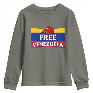 Free Venezuela Flag Patriotic Youth Sweatshirt Venezuela Pride TS12 Military Green Print Your Wear
