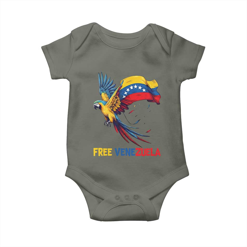 American Venezuela Support Freedom Baby Onesie Venezuelan Free TS12 Military Green Print Your Wear