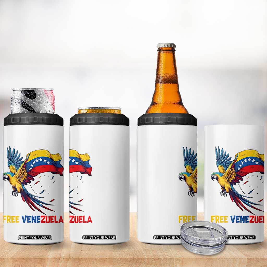 American Venezuela Support Freedom 4 in 1 Can Cooler Tumbler Venezuelan Free TS12 Print Your Wear
