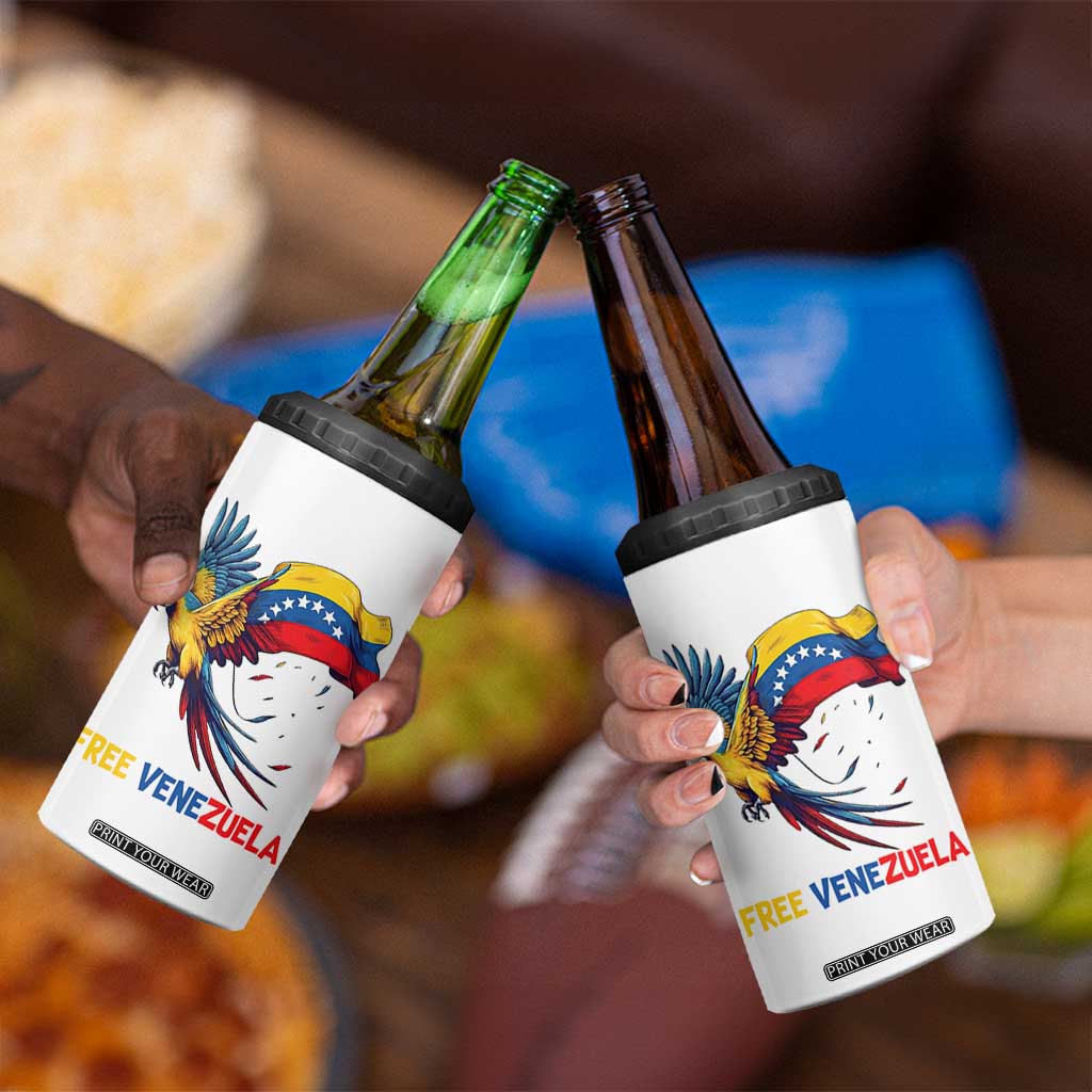 American Venezuela Support Freedom 4 in 1 Can Cooler Tumbler Venezuelan Free TS12 Print Your Wear