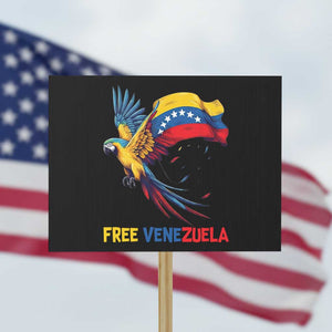 American Venezuela Support Freedom Protest Sign Venezuelan Free TS12 Horizontal 18" × 24" Black Print Your Wear