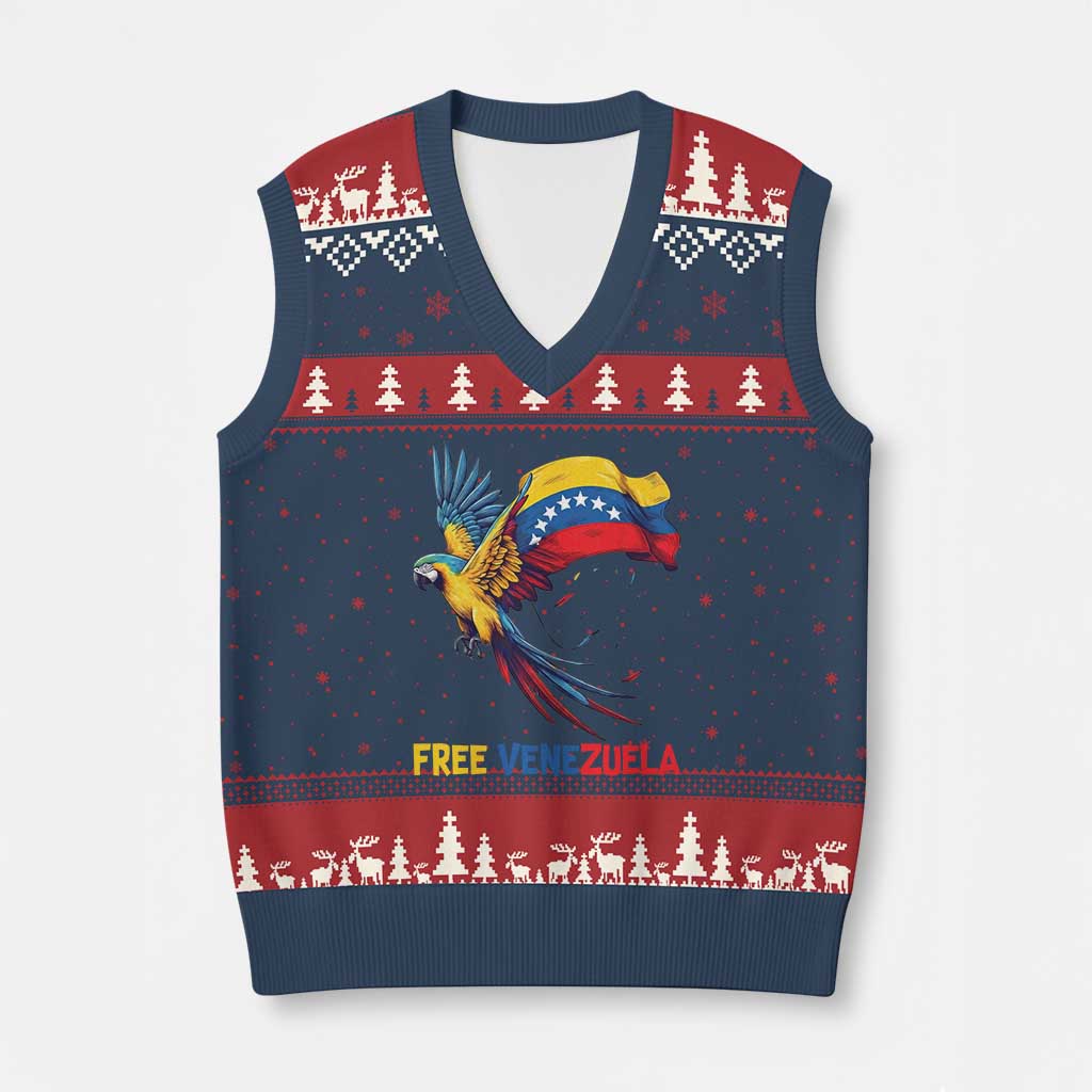 American Venezuela Support Freedom V-Neck Knit Sweater Vest Venezuelan Free TS12 Navy Red Print Your Wear
