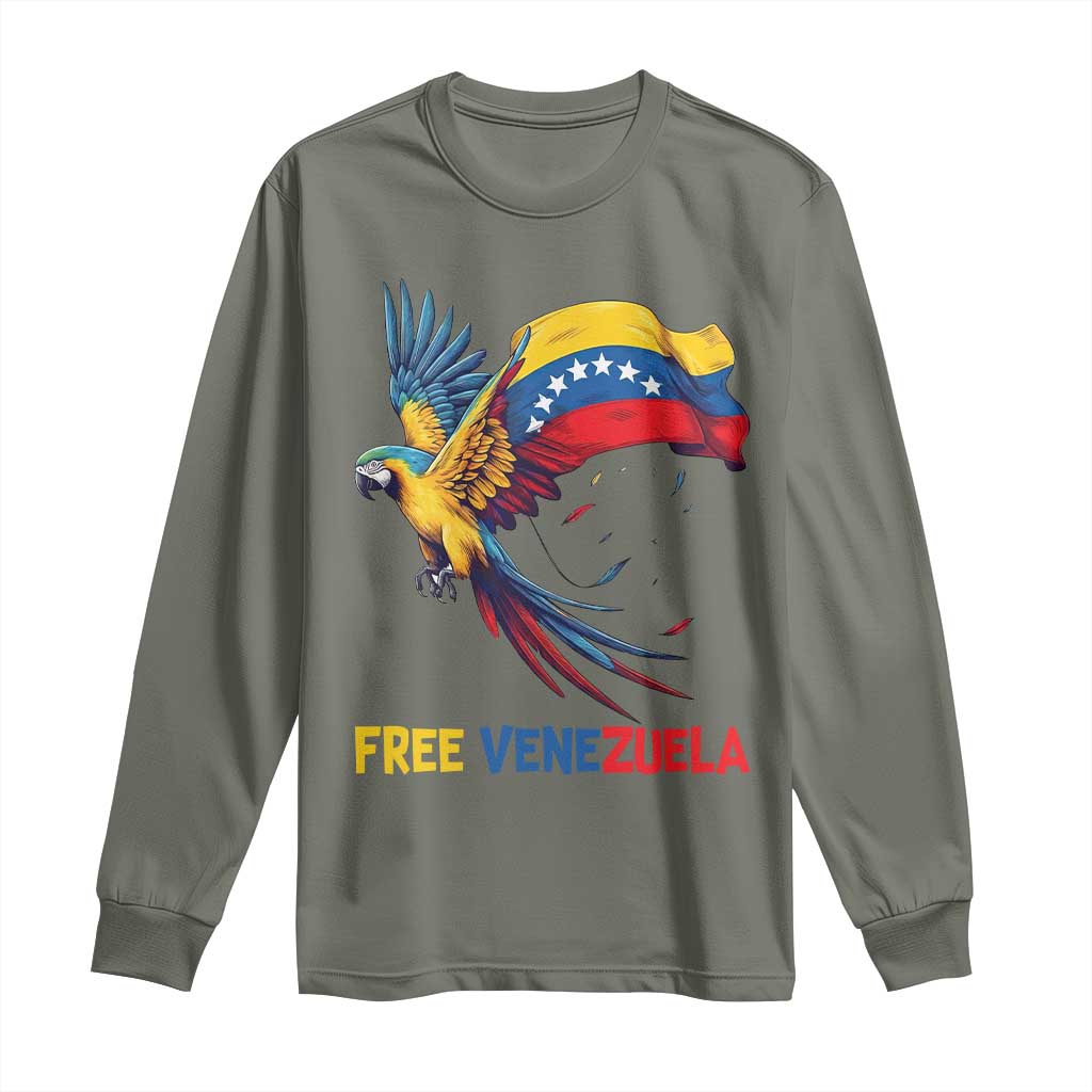 American Venezuela Support Freedom Long Sleeve Shirt Venezuelan Free TS12 Military Green Print Your Wear