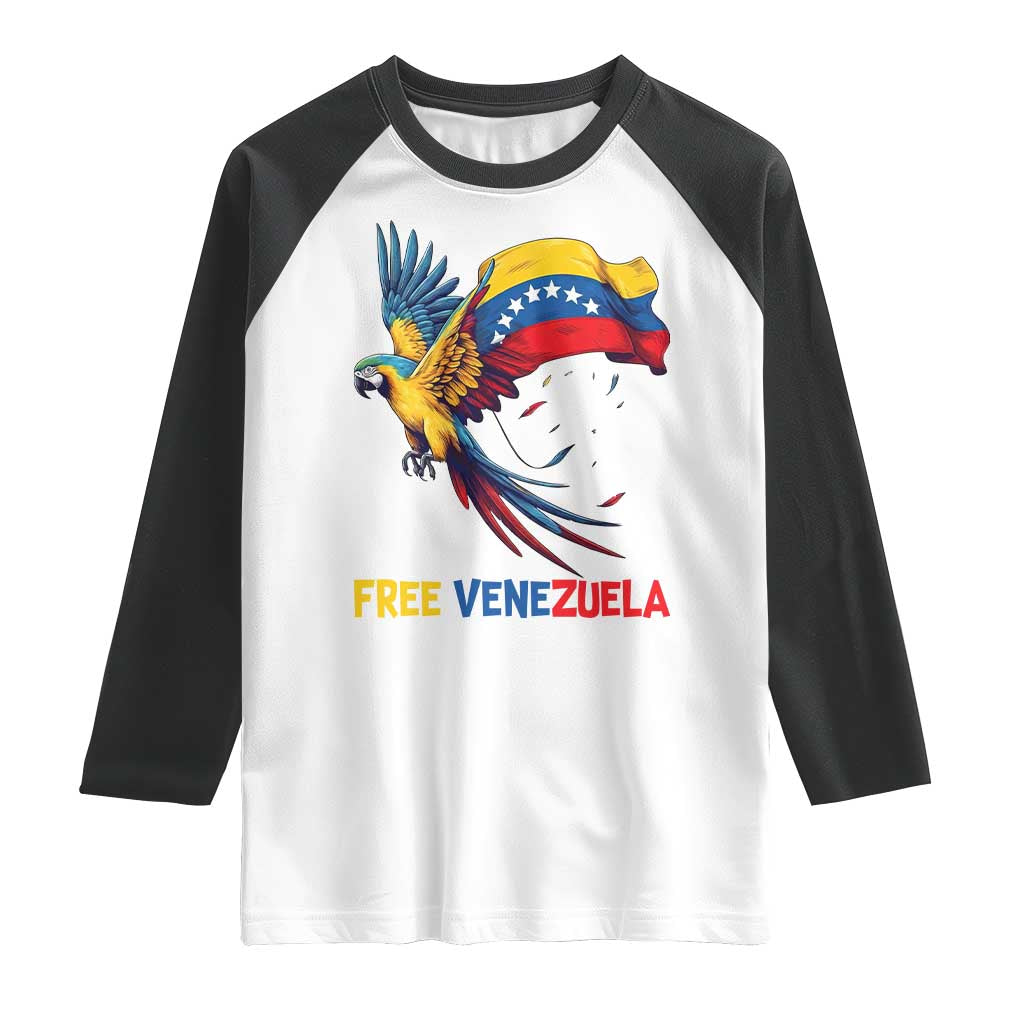 American Venezuela Support Freedom Raglan Shirt Venezuelan Free TS12 White Black Print Your Wear