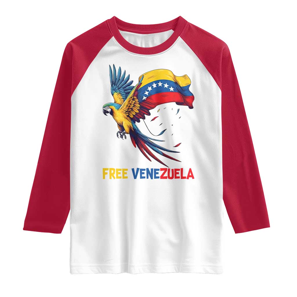 American Venezuela Support Freedom Raglan Shirt Venezuelan Free TS12 White Red Print Your Wear