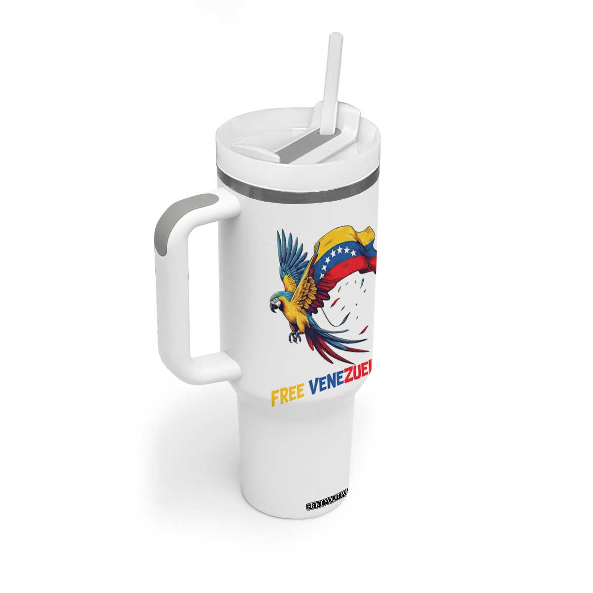 American Venezuela Support Freedom Tumbler With Handle Venezuelan Free TS12 Print Your Wear