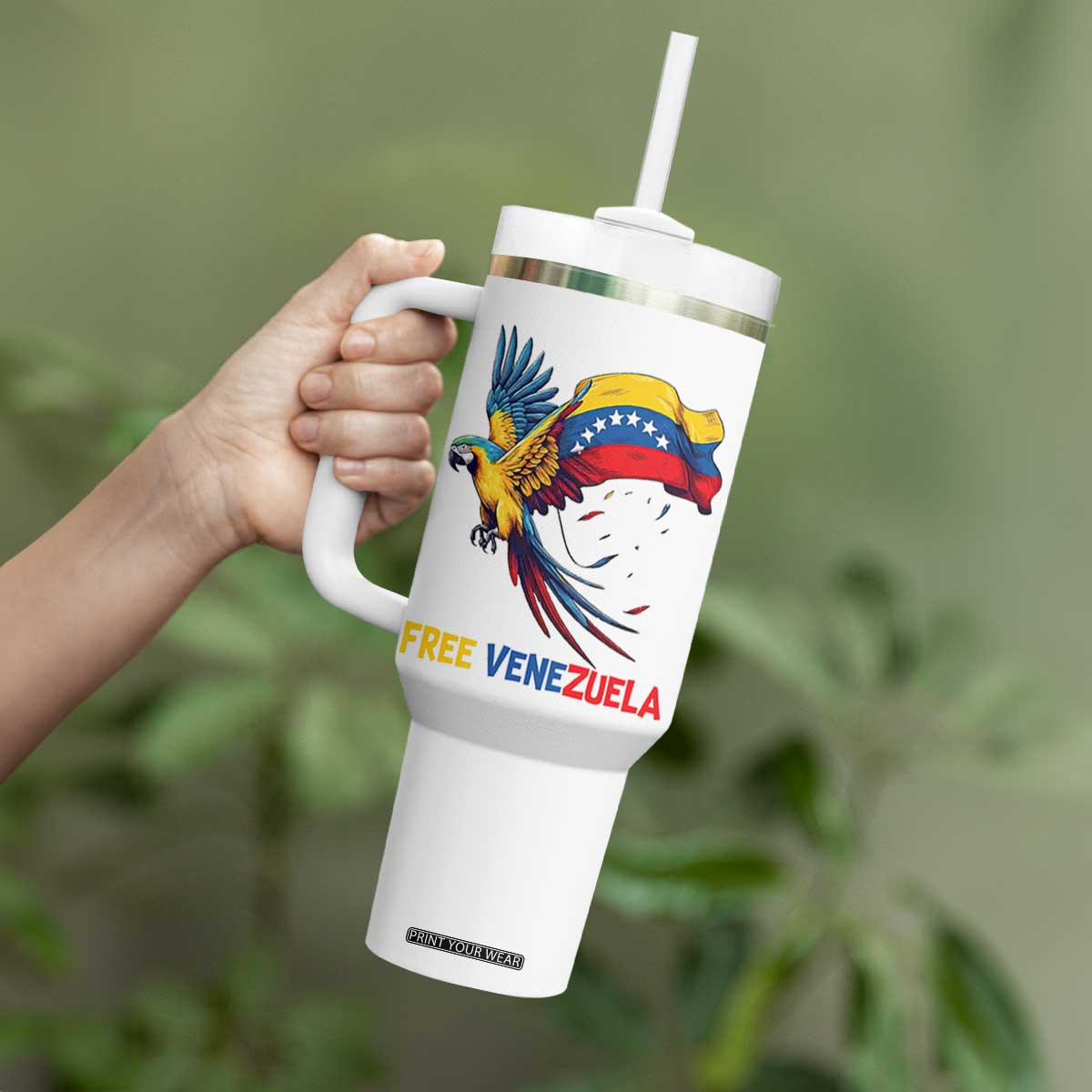 American Venezuela Support Freedom Tumbler With Handle Venezuelan Free TS12 Print Your Wear