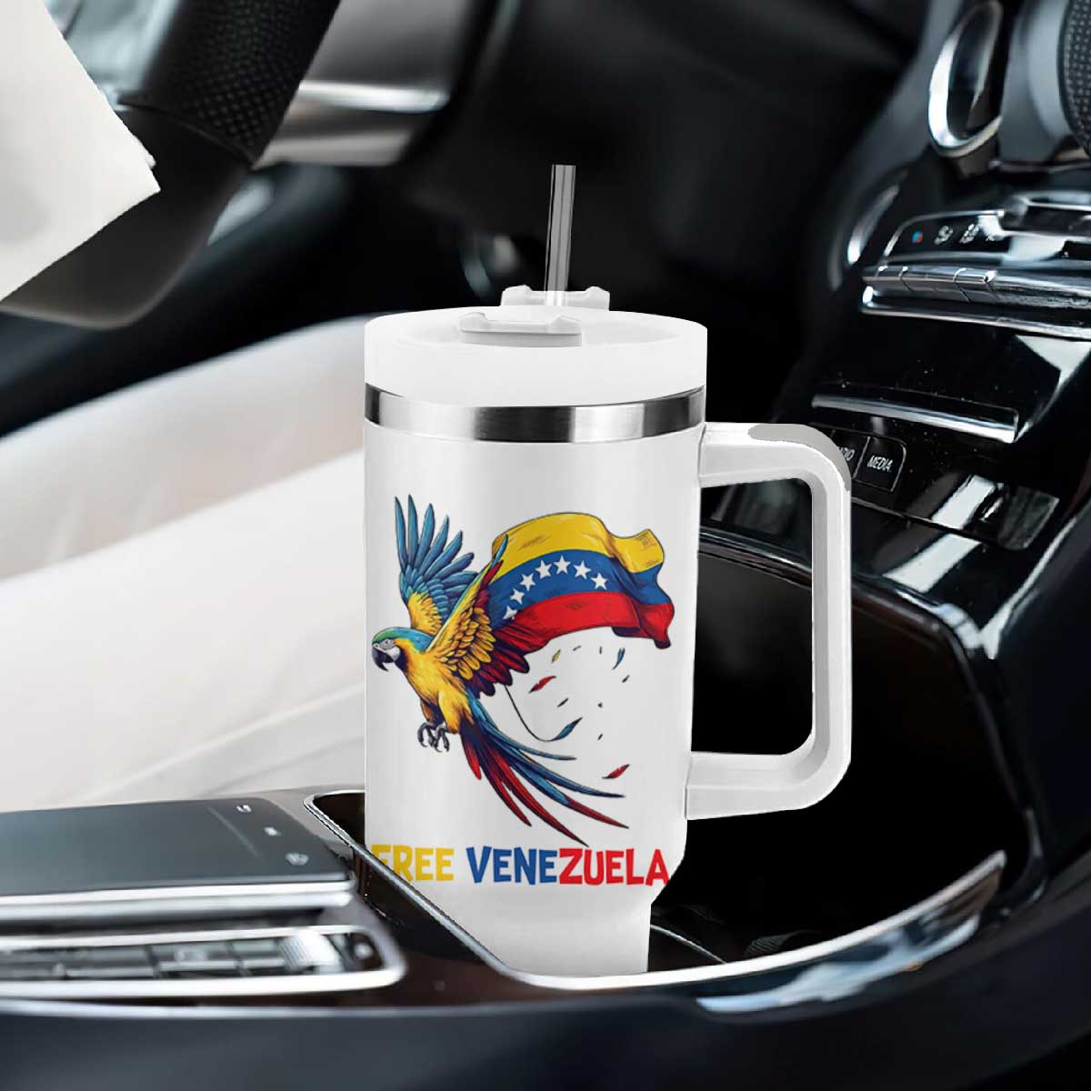 American Venezuela Support Freedom Tumbler With Handle Venezuelan Free TS12 Print Your Wear