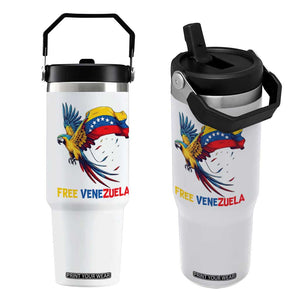 American Venezuela Support Freedom Flip Straw Tumbler Venezuelan Free TS12 One Size: 30 oz White Print Your Wear