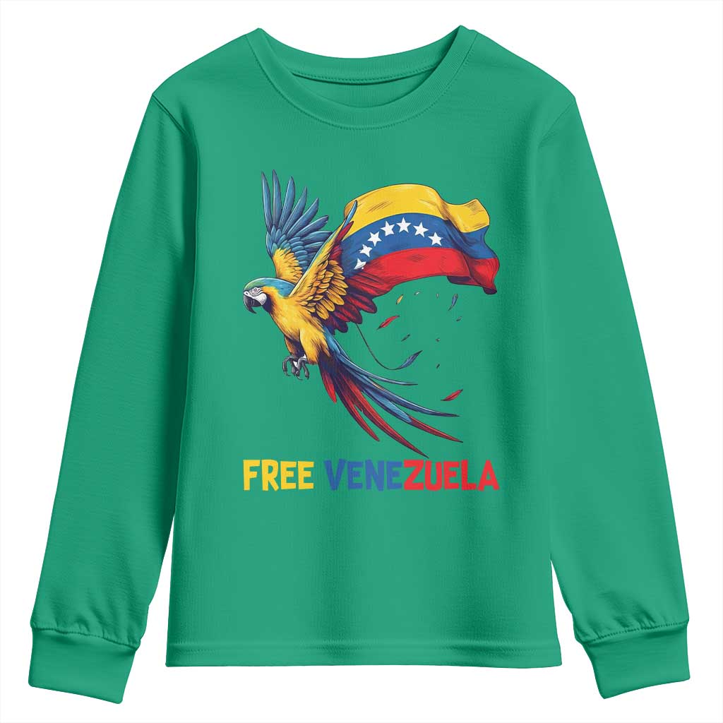 American Venezuela Support Freedom Youth Sweatshirt Venezuelan Free TS12 Irish Green Print Your Wear