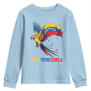 American Venezuela Support Freedom Youth Sweatshirt Venezuelan Free TS12 Light Blue Print Your Wear