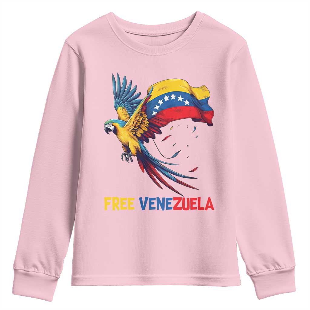 American Venezuela Support Freedom Youth Sweatshirt Venezuelan Free TS12 Light Pink Print Your Wear