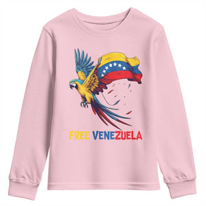 American Venezuela Support Freedom Youth Sweatshirt Venezuelan Free TS12 Light Pink Print Your Wear
