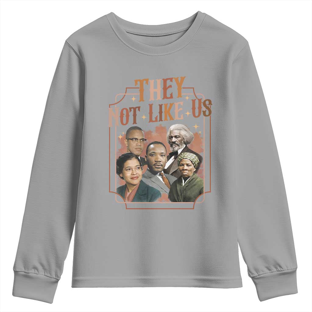 They Not Like Us Youth Sweatshirt African American History Leaders TS12 Sport Gray Print Your Wear