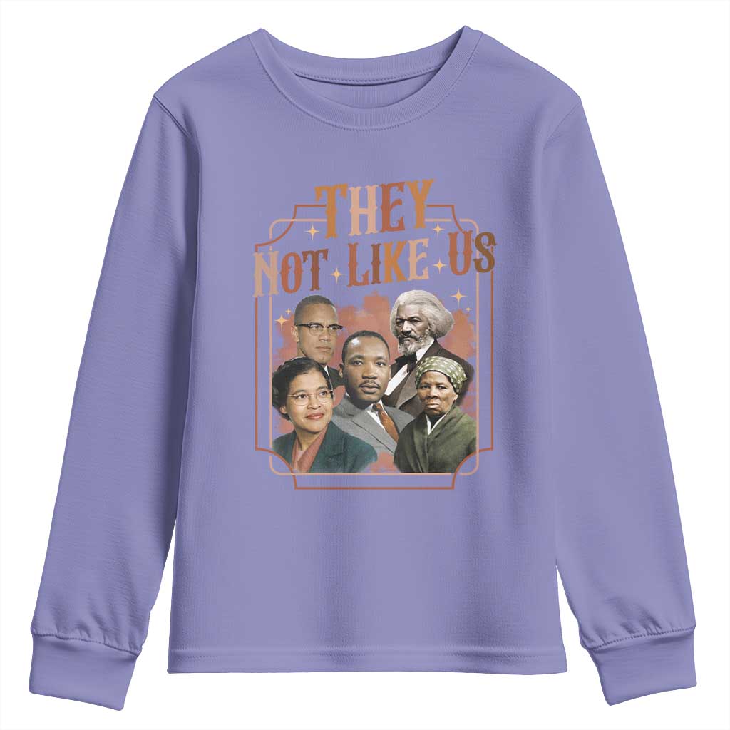 They Not Like Us Youth Sweatshirt African American History Leaders TS12 Violet Print Your Wear