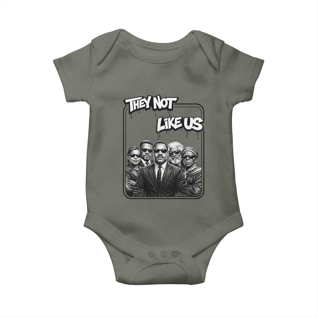 Vintage African American Heroes Baby Onesie They Not Like Us TS12 Military Green Print Your Wear