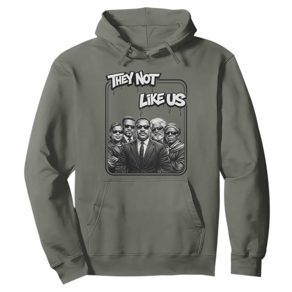 Vintage African American Heroes Hoodie They Not Like Us TS12 Military Green Print Your Wear