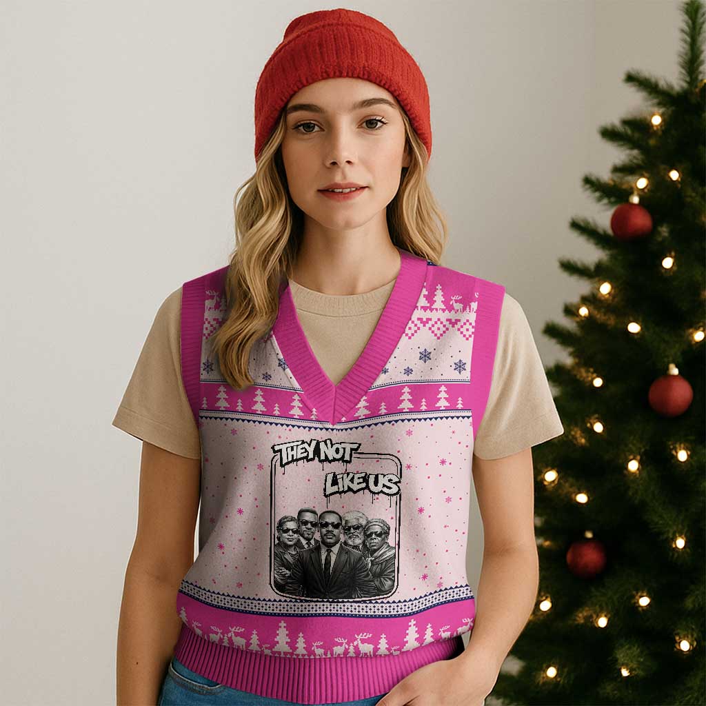 Vintage African American Heroes V-Neck Knit Sweater Vest They Not Like Us TS12 Hot Pink Print Your Wear