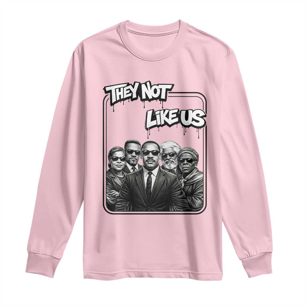 Vintage African American Heroes Long Sleeve Shirt They Not Like Us TS12 Light Pink Print Your Wear