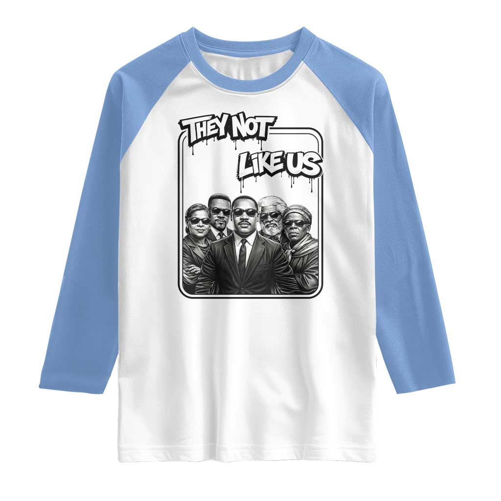 Vintage African American Heroes Raglan Shirt They Not Like Us TS12 White Carolina Blue Print Your Wear
