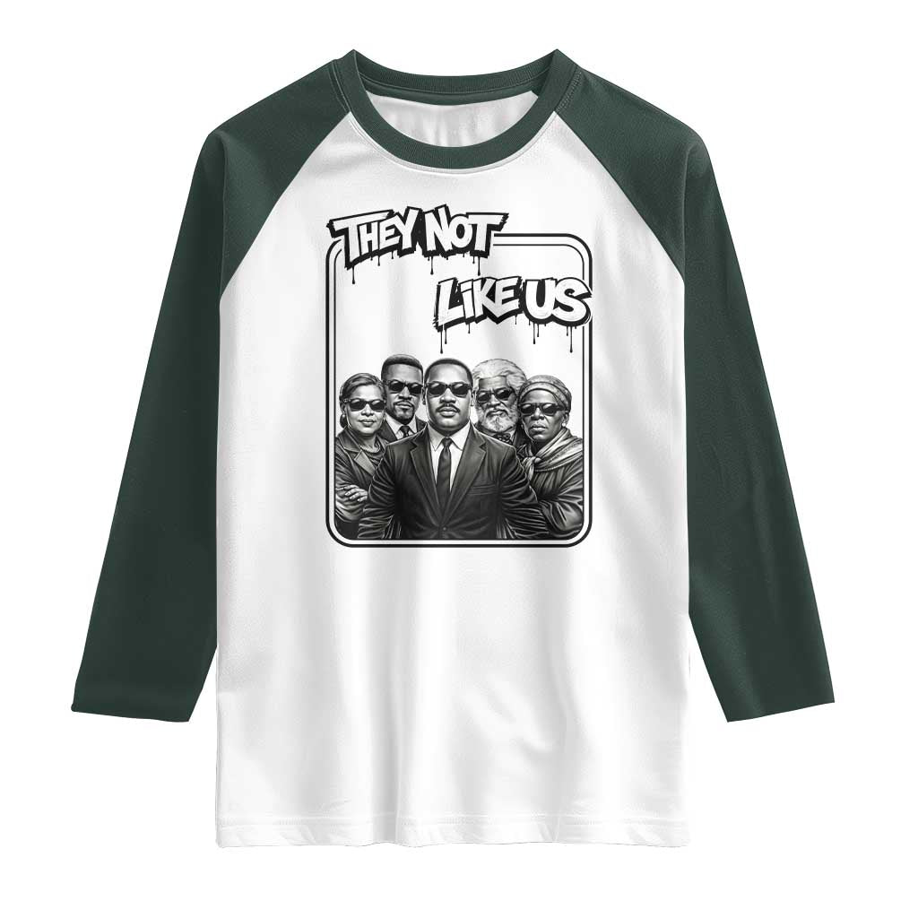Vintage African American Heroes Raglan Shirt They Not Like Us TS12 White Dark Forest Green Print Your Wear