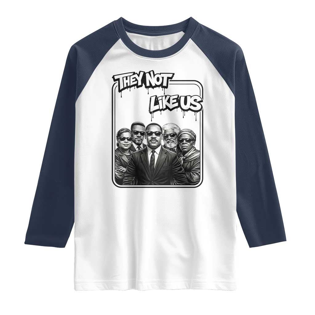 Vintage African American Heroes Raglan Shirt They Not Like Us TS12 White Navy Print Your Wear