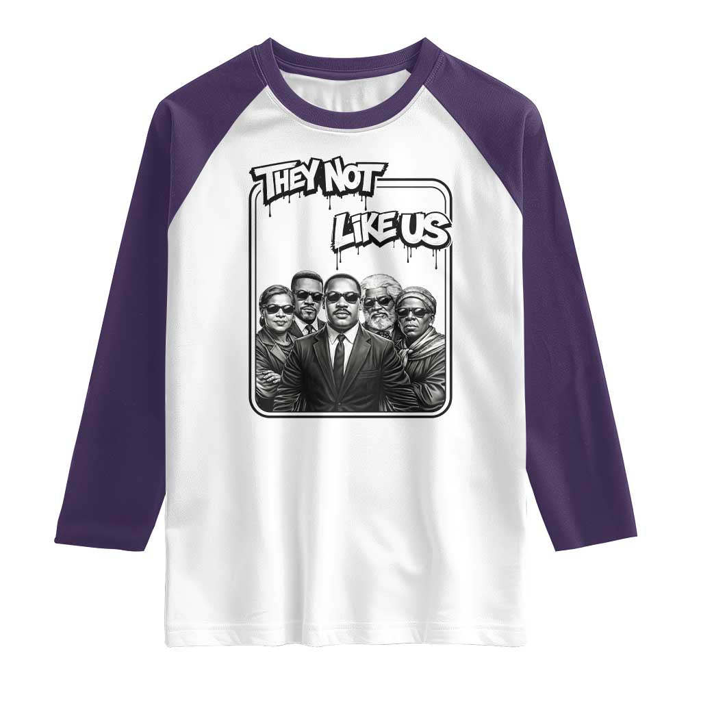 Vintage African American Heroes Raglan Shirt They Not Like Us TS12 White Purple Print Your Wear